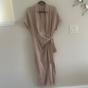 Beige Wrap Dress